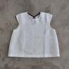 Blouse manches courtes Uniforme, lin blanc