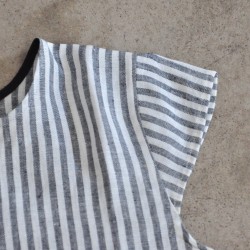 Uniform short sleeves blouse, light stripes linen