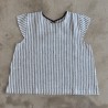 Uniform short sleeves blouse, light stripes linen