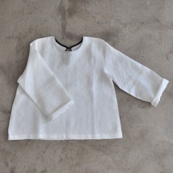 Blouse manches longues Uniforme, lin blanc