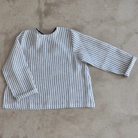 Uniform long sleeves blouse, light stripes linen