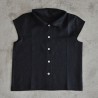 Uniform short sleeves shirt, black linen