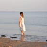 Uniform pleated dress, white linen