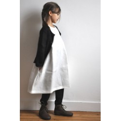 Uniform flared dress, white linen