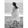 Uniform flared dress, white linen