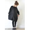 Uniform flared dress, black linen