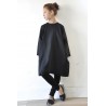 Uniform flared dress, black linen