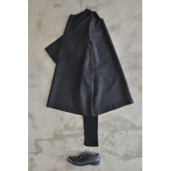 Robe évasée manches longues Uniforme, lainage gris sombre