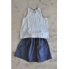 Sleeveless blouse, light stripes linen