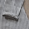 Flared dress, long sleeves, light stripes linen