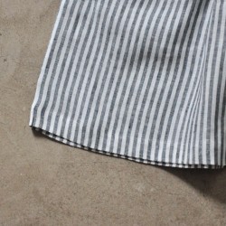 Pleated dress, long sleeves, light stripes linen