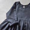 Pleated dress, long sleeves, dark grey woolblend