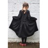 Pleated dress, long sleeves, dark grey woolblend