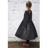 Pleated dress, long sleeves, dark grey woolblend