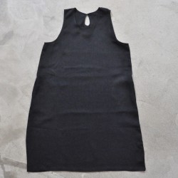 Flared dress, sleeveless, black linen