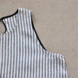 Flared dress, sleeveless, light stripes linen