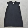 Flared dress, short sleeves, black silk