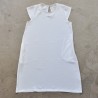 Flared dress, short sleeves, white silk