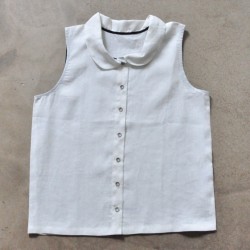 Chemise sans manche, lin blanc