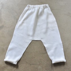 Pantalon sarouel, lin épais blanc