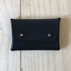 Pochette ORIGAMI, cuir noir