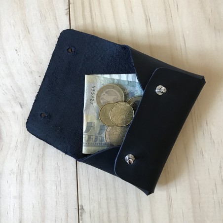 Pochette ORIGAMI, cuir noir