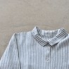 Uniform shirt-dress long sleeves, light stripes linen