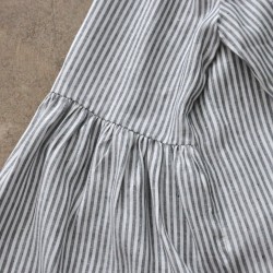 Uniform shirt-dress long sleeves, light stripes linen