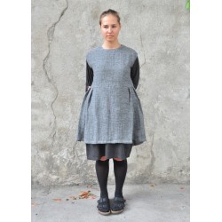 Apron-dress, grey linen