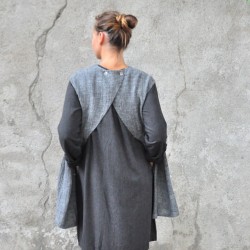 Apron-dress, grey linen