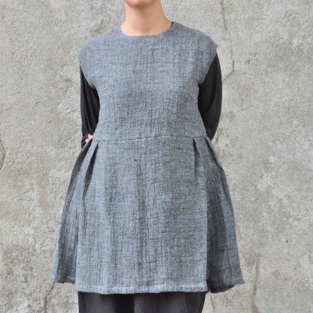 Apron-dress, grey linen