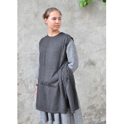 Apron-dress, gingham fine wool blend