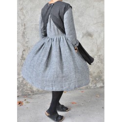 Apron-dress, gingham fine wool blend