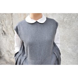 Apron-dress, grey wool blend