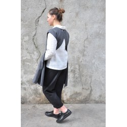 Apron-dress, grey wool blend