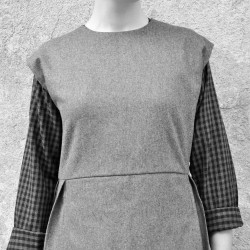 Apron-dress, grey wool blend