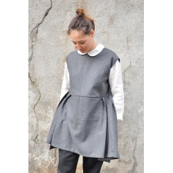 Apron-dress, grey wool blend