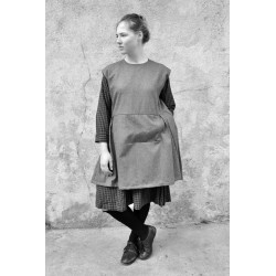 Apron-dress, grey wool blend