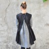 Flared dress, long sleeves, grey linen