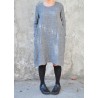 Flared dress, long sleeves, grey linen