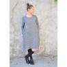 Flared dress, long sleeves, grey linen