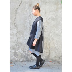 Apron-dress, black denim