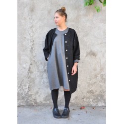 Flared dress, long sleeves, grey wool blend