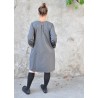 Flared dress, long sleeves, grey wool blend