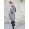 Flared dress, long sleeves, grey wool blend