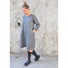 Flared dress, long sleeves, grey wool blend