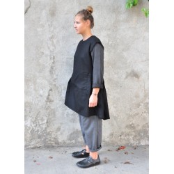 Apron-dress, black wool blend