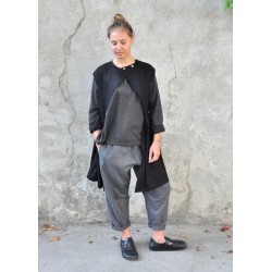 Apron-dress, black wool blend