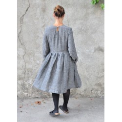 Robe à plis manches longues, lin blanc