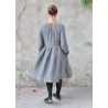 Pleated dress,  long sleeves, grey linen